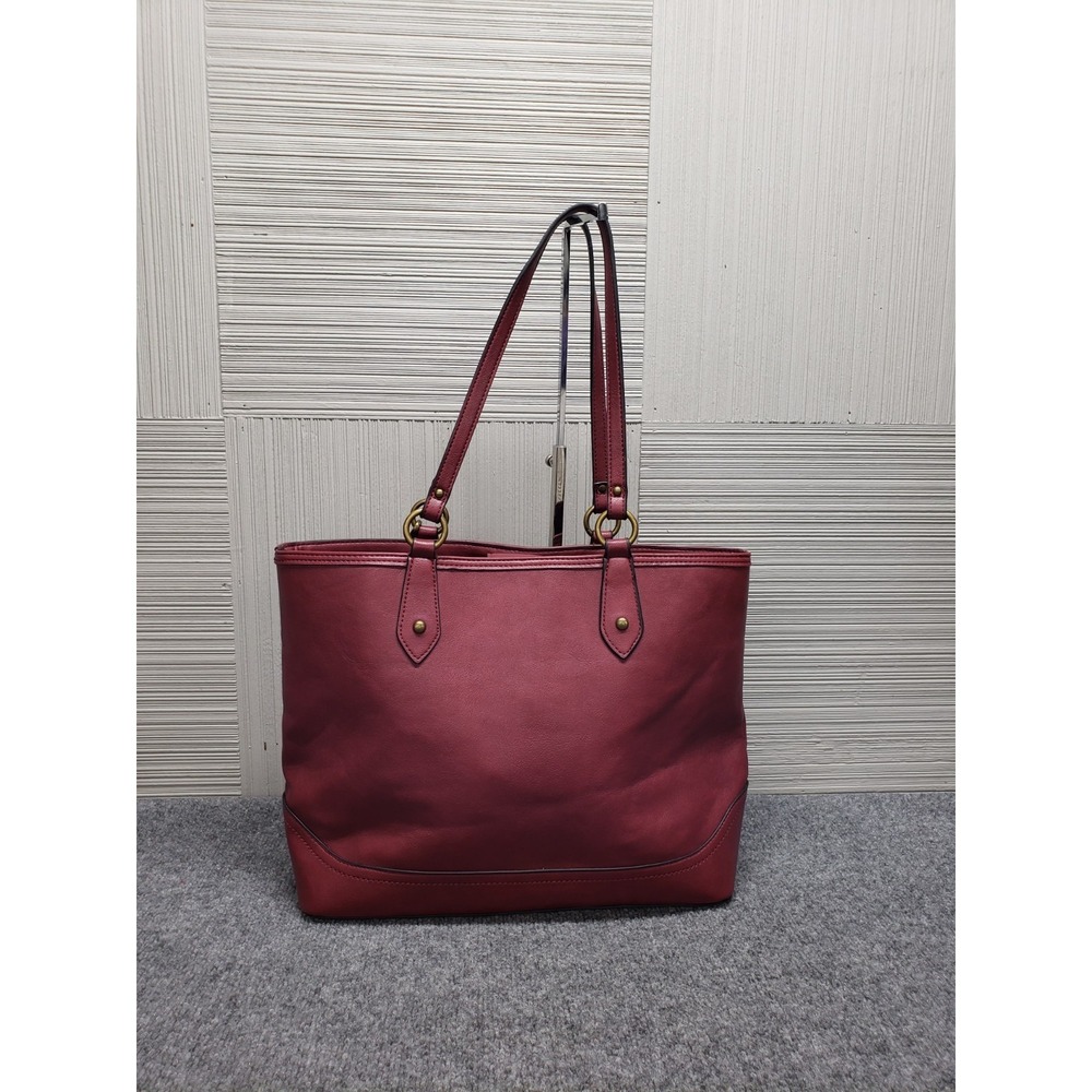 Frye And Co Women Handbag Maroon Snap Inner Pocket Lined Gold Ring Hardware City